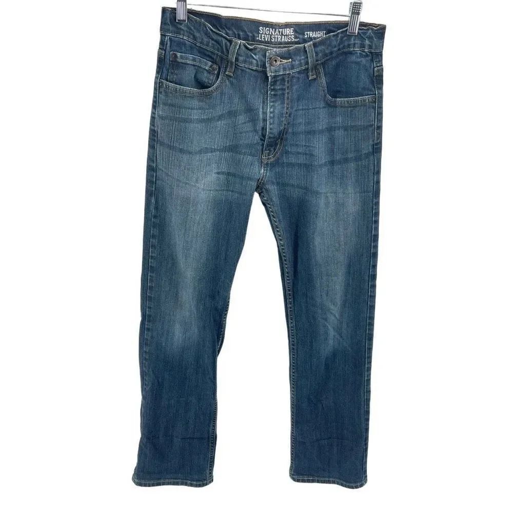 Levi's Boys Straight Jeans Denim Medium Wash Mid Rise adjustable waist Youth Blu
